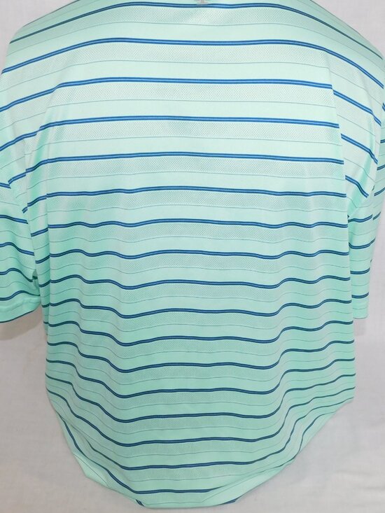 IZOD Golf Mens 2XL XXL Sea Foam Green Blue Striped Polo Shirt - Picture 9 of 10
